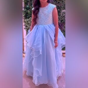 Elegant Blue Beaded Kids Dress